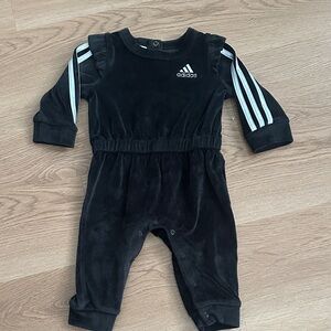 Adidas Kids Black One Piece with White Stripes